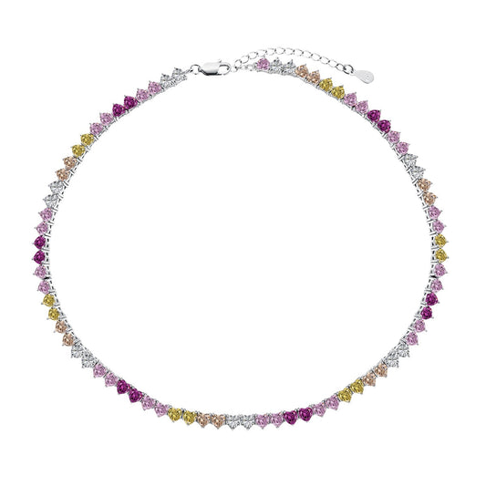 [Kismet Jewels ]Sparkling Colorful Full Heart Tennis Necklace